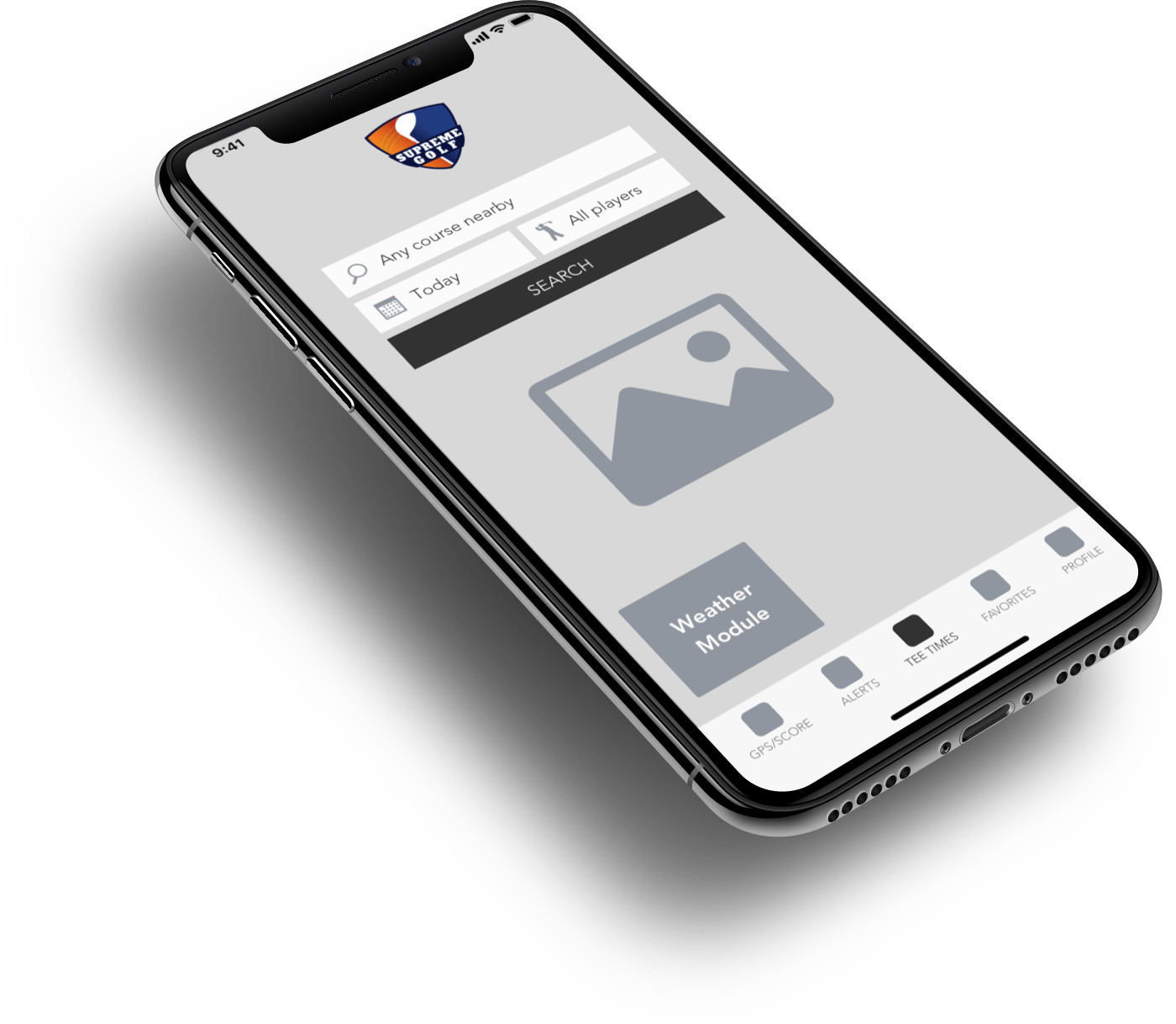Supreme Golf native app redesign 2017 wireframe.