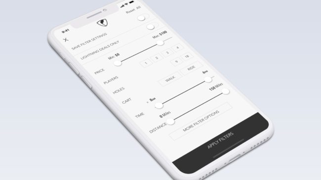 Supreme Golf native app redesign 2017 wireframe.