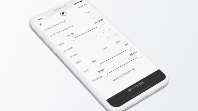 Supreme Golf native app redesign 2017 wireframe.