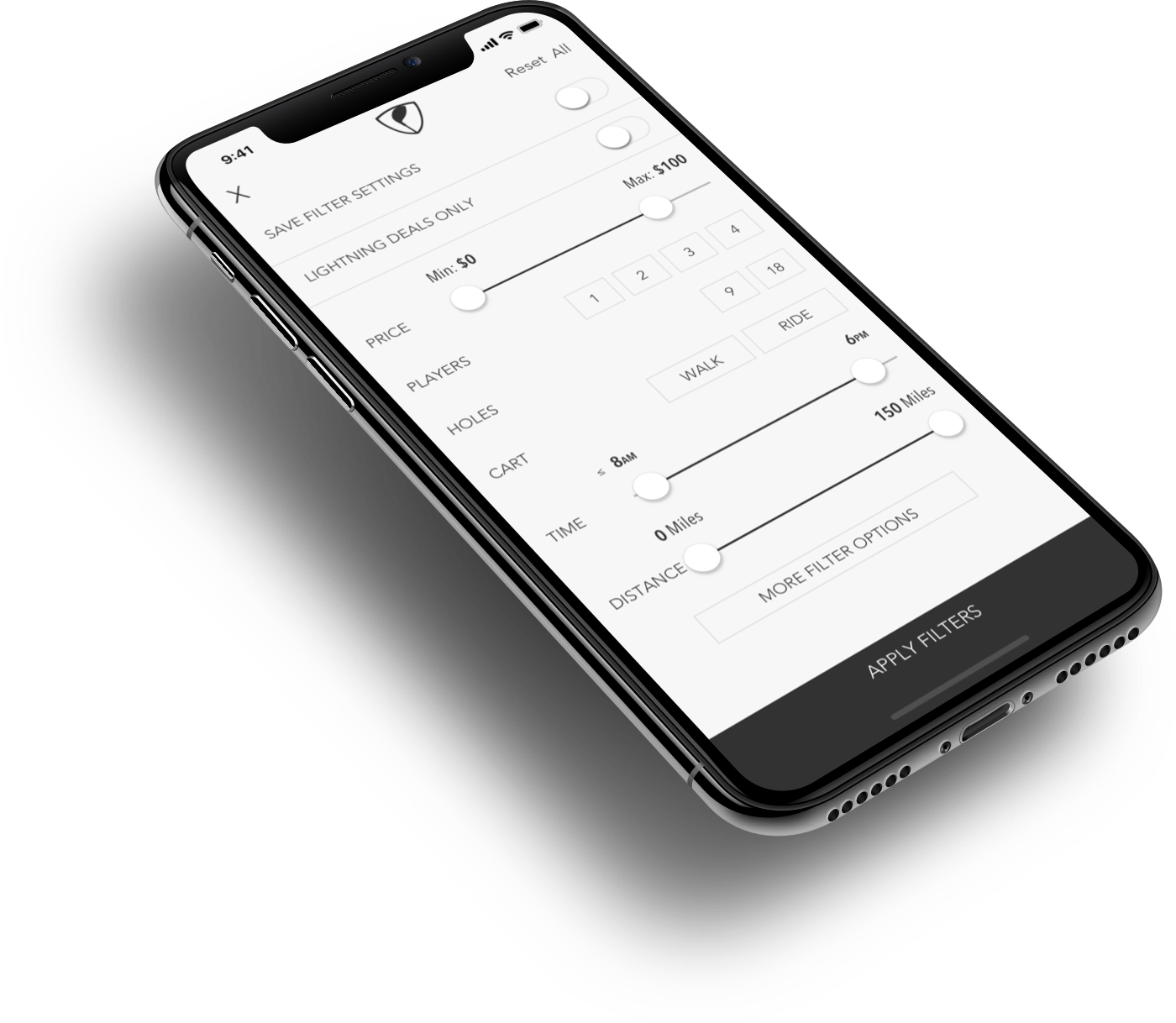 Supreme Golf native app redesign 2017 wireframe.