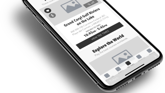 Supreme Golf native app redesign 2017 wireframe.