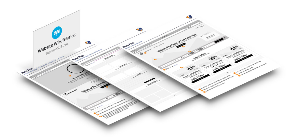 Supreme Golf Website Wireframes