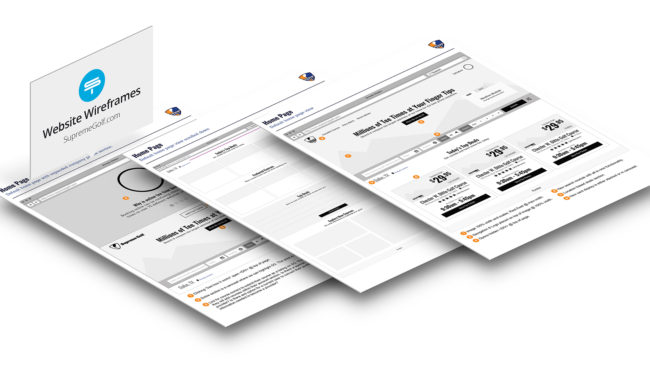 Supreme Golf golf.com microsite wireframes.