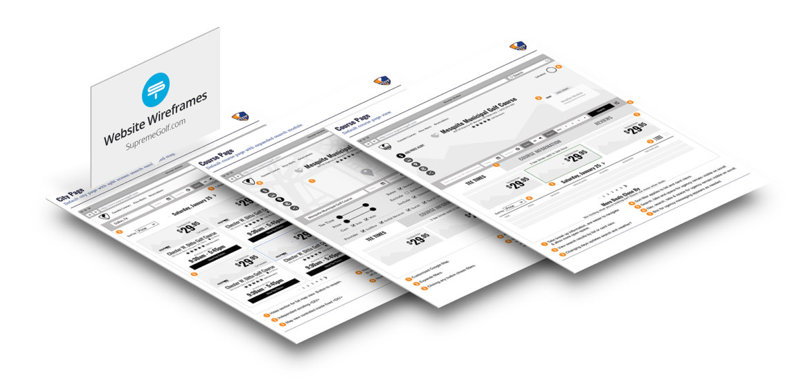 Supreme Golf Website Wireframes