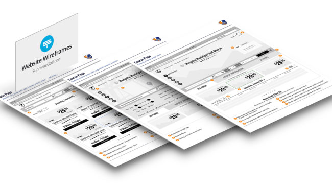 Supreme Golf golf.com microsite wireframes.